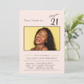 21歳赤面ピンク21歳パーティー写真 招待状 (スタンド正面)
