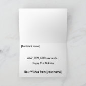 21歳/21歳の誕生日（秒） カード (内部)