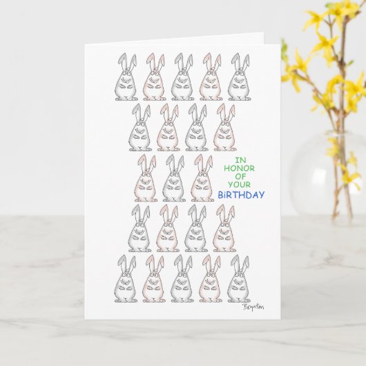 21番のウサギたちの誕生日メッセージ Boynton カード (黄色い花)