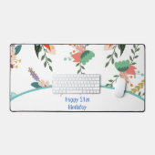 21番目のカラフルフローラギフト誕生日 デスクマット (キーボード&マウス)