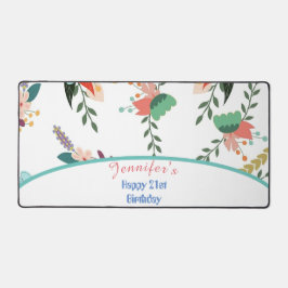 21番目のカラフルフローラギフト誕生日 デスクマット