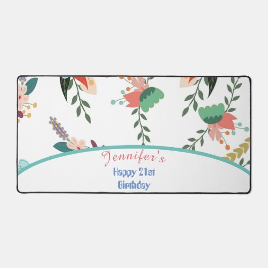 21番目のカラフルフローラギフト誕生日 デスクマット (正面)