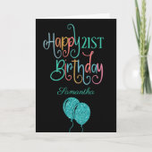 21番目のハッピーバースデースタイリッシュ文字名カラフル カード (正面)