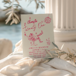 21番目のピンクハンドドロッド女性のカーボーイ沿岸おもしろい誕生日 招待状