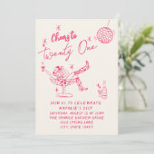 21番目のピンク描女性のカーボーイ沿岸写真おもしろい誕生日 招待状 (スタンド正面)