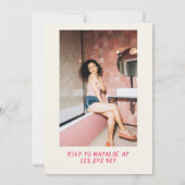 21番目のピンク描女性のカーボーイ沿岸写真おもしろい誕生日 招待状 (裏面)