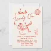 21番目のレッドハンドドロー女性のカーボーイ沿岸おもしろい誕生日 招待状 (正面)