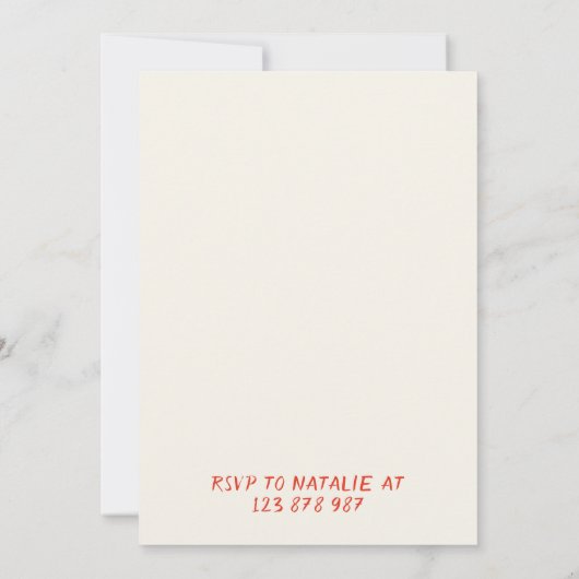 21番目のレッドハンドドロー女性のカーボーイ沿岸おもしろい誕生日 招待状 (裏面)