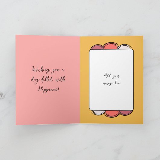 21番目の名前を追加しますphoto any age pink birthday カード (内部)