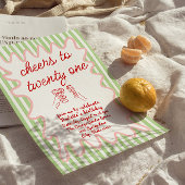 21番目の手描きカラフルおもしろいストライプ誕生日 招待状