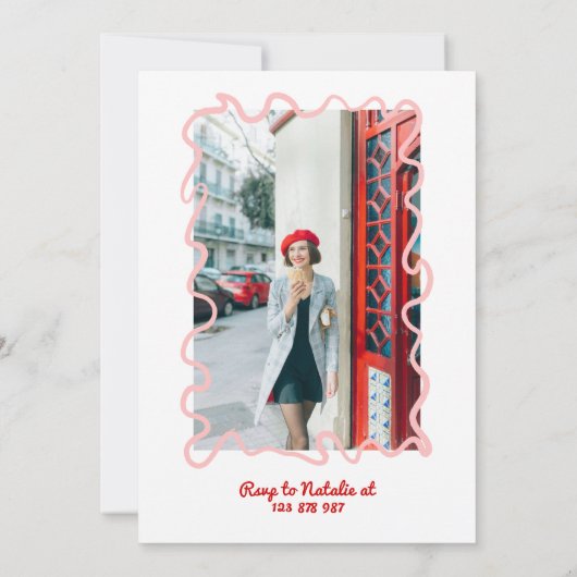 21番目の手書きカラフルのストライプ誕生日 招待状 (裏面)