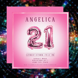 21番目の番号バルーン誕生日招待状 招待状