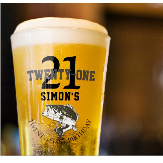 21番目の誕生日ベース魚釣りをテーマにした21 タンブラーグラス