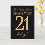 21番目の金ゴールド効果のブラック、孫素晴らし誕生日 カード (黄色い花)