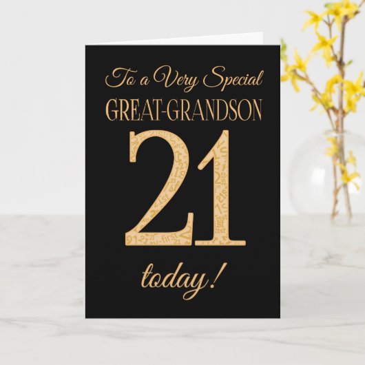 21番目の金ゴールド効果のブラック、孫素晴らし誕生日 カード (黄色い花)