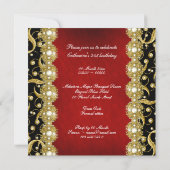 21番目の黒エレガントい赤金ゴールド 招待状 (裏面)