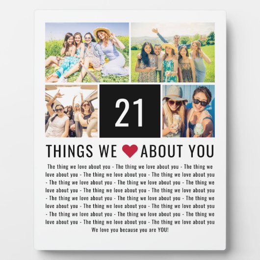 21私たちがあなたを愛するもの | 21歳の誕生日 フォトプラーク (正面)