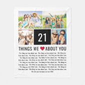 21私たちがあなたを愛するもの | 21歳の誕生日 フリースブランケット (正面)