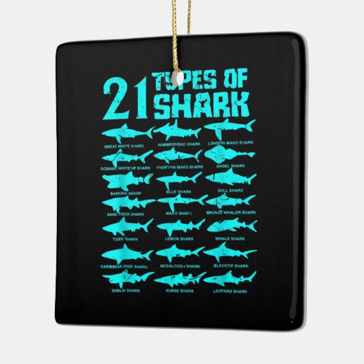 21種のサメ海洋生物学ギフト セラミックオーナメント (左)