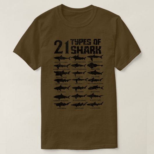 21種類のサメ海洋生物学用ギフトタンクトップ Tシャツ (デザイン正面)