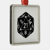 21第21誕生日D20のファンタジーのゲーマーは死にます味方しました メタルオーナメント (右)