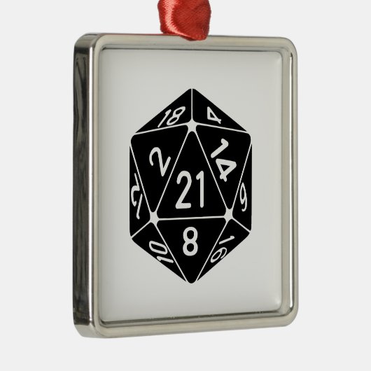 21第21誕生日D20のファンタジーのゲーマーは死にます味方しました メタルオーナメント (右)