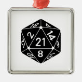 21第21誕生日D20のファンタジーのゲーマーは死にます味方しました メタルオーナメント (正面)