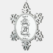 21結婚周年記念花 スノーフレークピューターオーナメント (右)