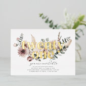 21花模様- 21歳の誕生日 – 金ゴールド 箔招待状 (立ち正面)