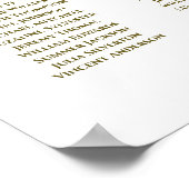 21表(白と金ゴールドのリボン結婚の座席表) ポスター (角)