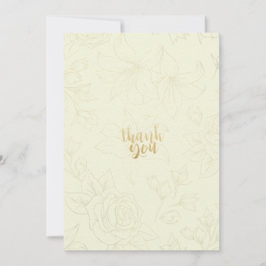 21誕生日パーティスクエレガントリプト金ゴールドフローラフレーム 招待状 (裏面)