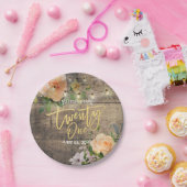 21誕生日パーティーウッドフラワーストリングライト ペーパープレート (パーティー)