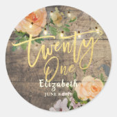 21誕生日パーティーウッドフラワーストリングライト ラウンドシール (正面)