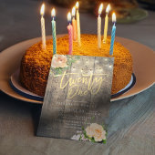 21誕生日パーティーウッドフラワーストリングライト 招待状