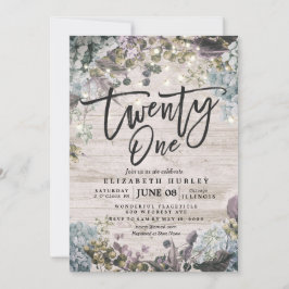 21誕生日パーティーフローラストリングライトウ素朴ンド 招待状