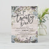 21誕生日パーティーフローラストリングライトウ素朴ンド 招待状 (スタンド正面)