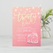 21誕生日パーティーモダンメイソンJarsストリングライト 招待状 (スタンド正面)