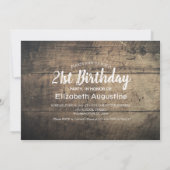 21誕生日パーティー素朴ウッドフラワーストリングライト 招待状 (裏面)