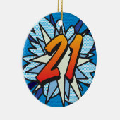 21誕生日フォトおもしろいレトロ漫画本 セラミックオーナメント (右)