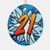 21誕生日フォトおもしろいレトロ漫画本 セラミックオーナメント (左)