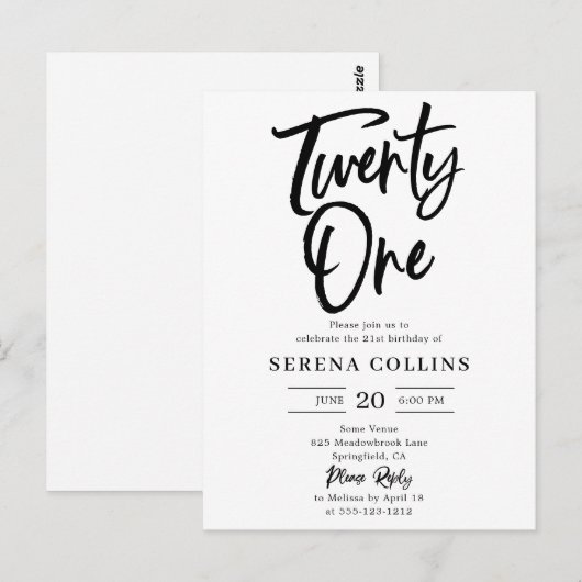 21誕生日筆跡 ポストカード (正面/裏面)