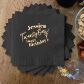 21鍵21th誕生日パーティーブラック金ゴールド 箔ナプキン