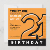 21間抜け番のオレンジの誕生日パーティーの招待 招待状 (正面)