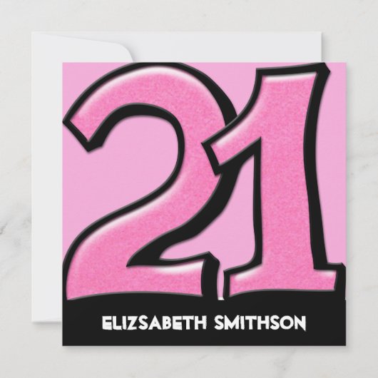 21間抜け番のピンクの誕生日パーティーの招待 招待状 (裏面)