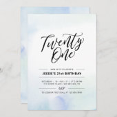 21青い水色21歳の誕生日 招待状 (正面/裏面)