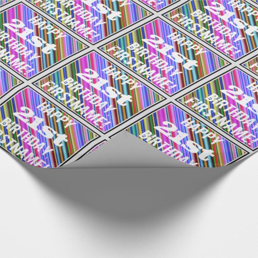 21鮮やか歳カラフルの誕生日+名前をカスタムする ラッピングペーパー (角)