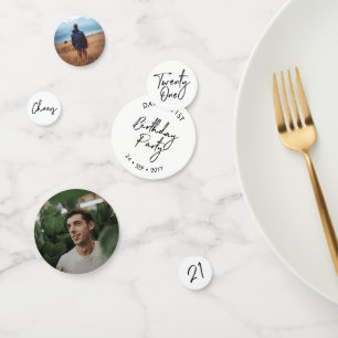 21黒白21歳モダンの誕生日の写真 コンフェッティ