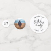 21黒白21歳モダンの誕生日の写真 コンフェッティ (正面)