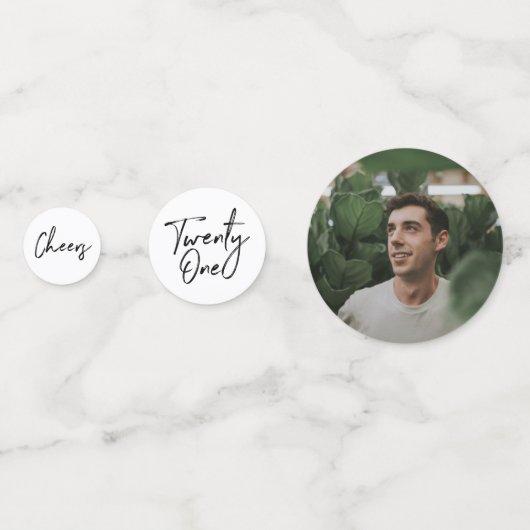 21黒白21歳モダンの誕生日の写真 コンフェッティ (裏面)