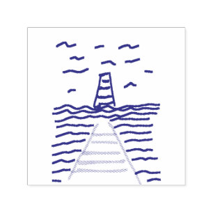 213.灯台と桟橋 セルフインキングスタンプ